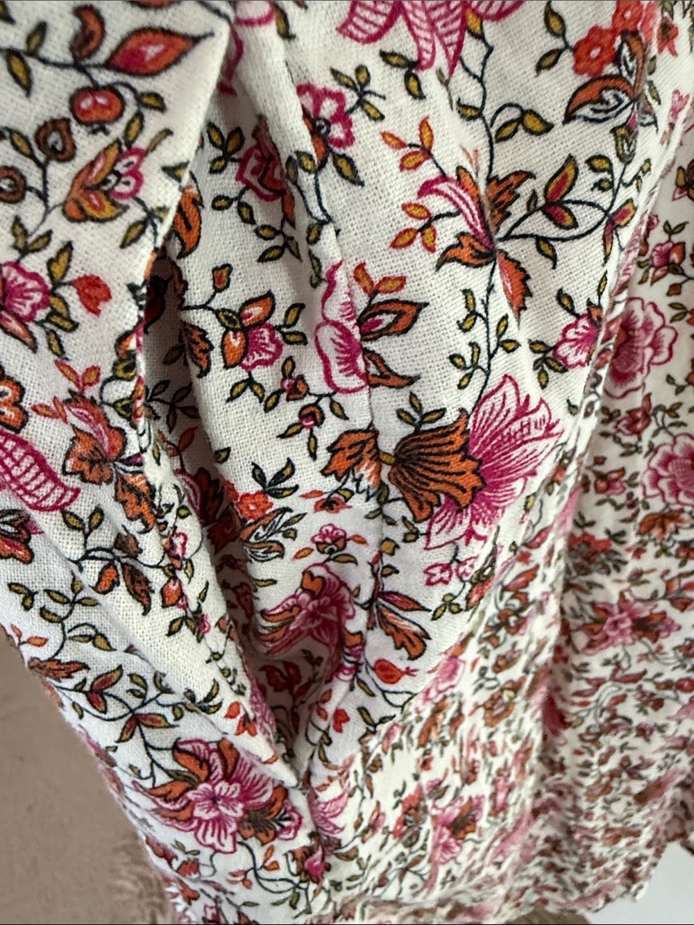 Old Navy Pink and Orange Floral Smocked Top - Picture 4 of 4